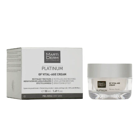 Набір з безкоштовним MartiDerm Platinum GF Vital Age Cream, кремом для сухої шкіри, 50 мл + Night Renew, нічним бустером, 2 мл х 5 ампул: ціни та характеристики