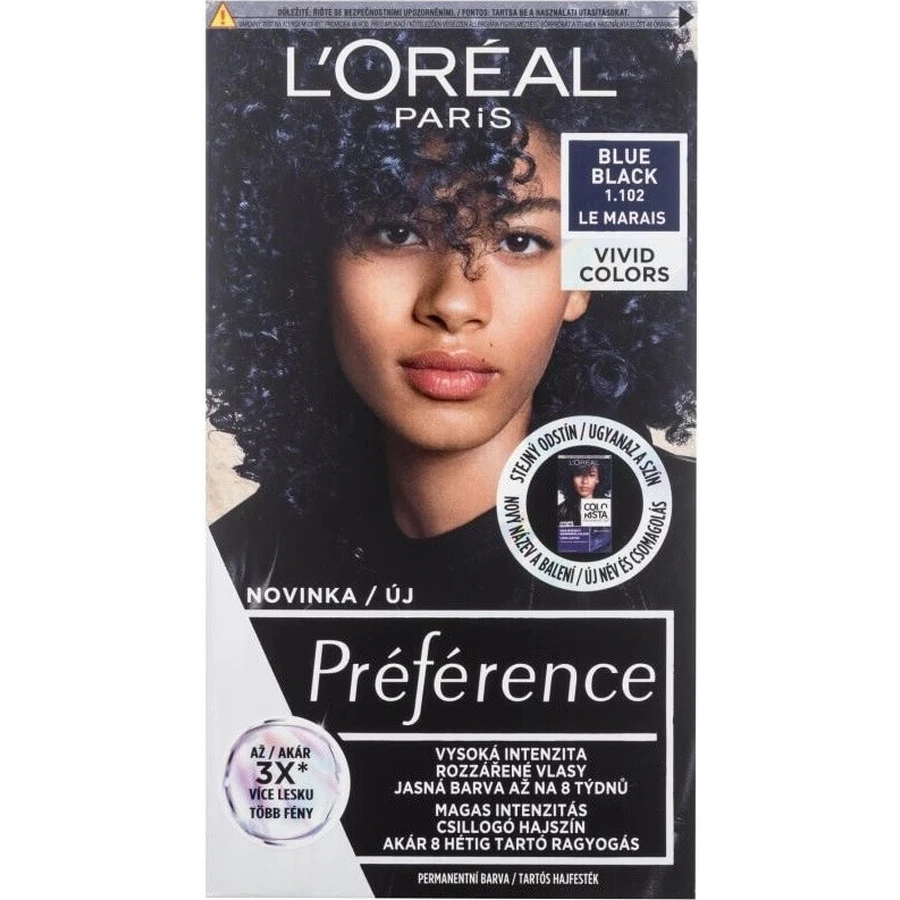 Набір стійкої фарби для волосся L'Oréal Paris Préférence Vivid Colors 1×1, відтінок Le Marais - Blue Black, 60+90+54 мл: ціни та характеристики