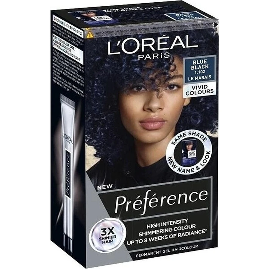 Набір стійкої фарби для волосся L'Oréal Paris Préférence Vivid Colors 1×1, відтінок Le Marais - Blue Black, 60+90+54 мл: ціни та характеристики