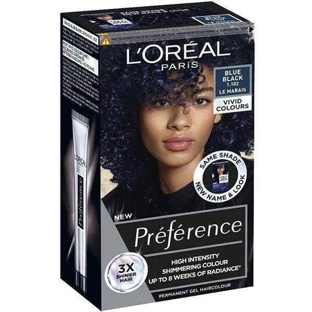 Набір стійкої фарби для волосся L'Oréal Paris Préférence Vivid Colors 1×1, відтінок Le Marais - Blue Black, 60+90+54 мл: ціни та характеристики