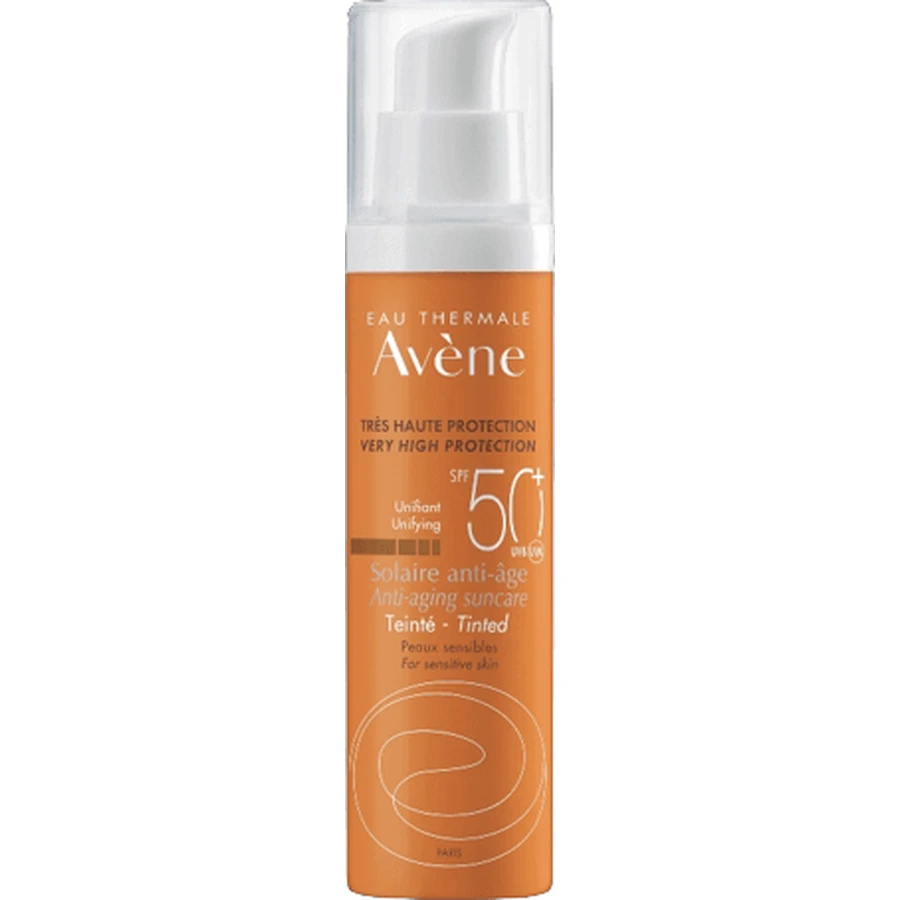 Avène Solaire Антивіковий крем-тінт SPF50+ для чутливої шкіри обличчя з сонцезахисним ефектом 50 мл: ціни та характеристики