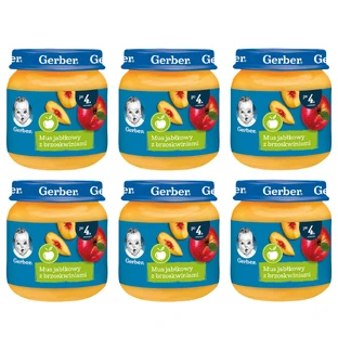 Десертный набор Gerber, яблочный и персиковый мусс, после 4 месяцев, 6 х 125 г