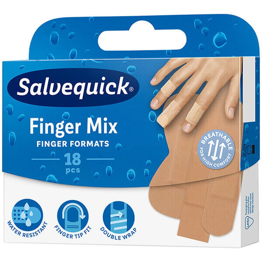 Пластир для перев'язування пальців Salvequick Finger Mix, 18 штук: ціни та характеристики