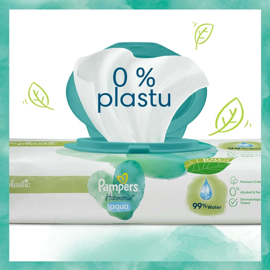 Pampers Harmonie Aqua Влажные салфетки без пластика 4 x 48 шт: цены и характеристики
