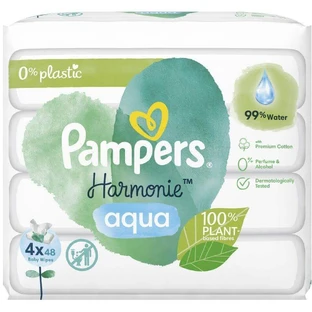 Pampers Harmonie Aqua Влажные салфетки без пластика 4 x 48 шт