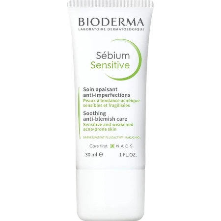 Заспокійливий і зволожуючий крем Bioderma Sébium Sensitive для шкіри, схильної до акне 30 мл: ціни та характеристики
