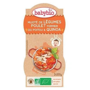 Органическое пюре из овощей, киноа и курицы, +12 месяцев, 2X200 г, BabyBio