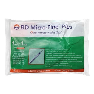 Шприц інсуліновий BD Micro-Fine Plus U-100 з голкою 30G 0.30 x 8 мм, 1 мл 1 шт