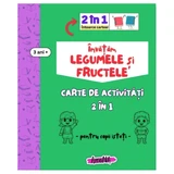 Книга для занятий 2в1 Учим овощи и фрукты, +3 года, Амона