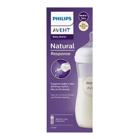 Avent Natural Response, пляшечка з чутливою соскою, швидкість потоку 4, SCY906/01, після 3 місяців, 330 мл: ціни та характеристики