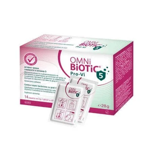 Omni-Biotic Pro-Vi 5, Добавка для поддержания иммунитета и здоровья кишечника, 14 пакетиков, Institut AllergoSan (OmniBiotic)