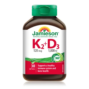 Витамин K2 120 MCG + D3 1000 МЕ, 30 капсул, Jamieson