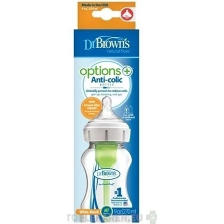 Dr.BROWN'S BABY BOTTLE OPTIONS+ 270 мл 1×1 шт, широке горлечко, 0M+, проти коліків, скло, білий: ціни та характеристики