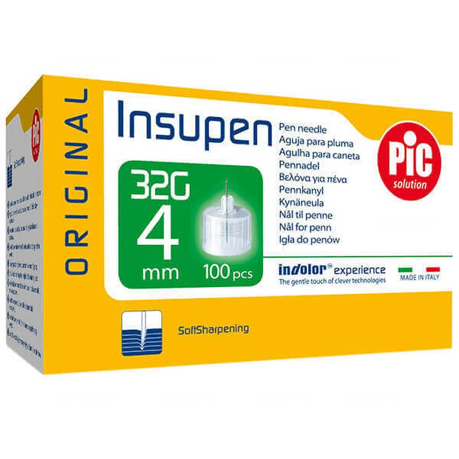 Pic Solution Insupen, igy для інсулінової ручки, 32G (0,23 мм) x 4 мм, 100 штук: ціни та характеристики