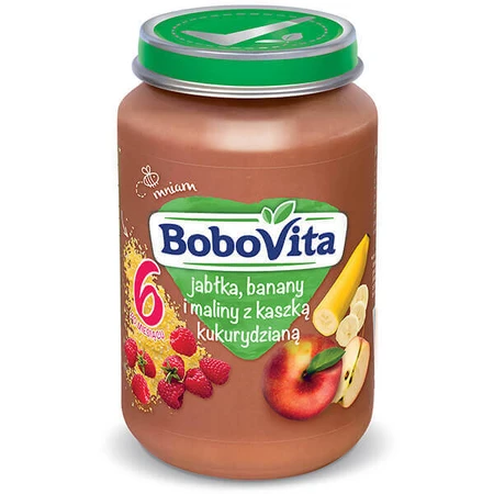 BoboVita Десерт, яблоки, бананы и малина с кукурузной кашей, после 6 месяцев, 190 г КОРОТКИЙ ДЕНЬ: цены и характеристики