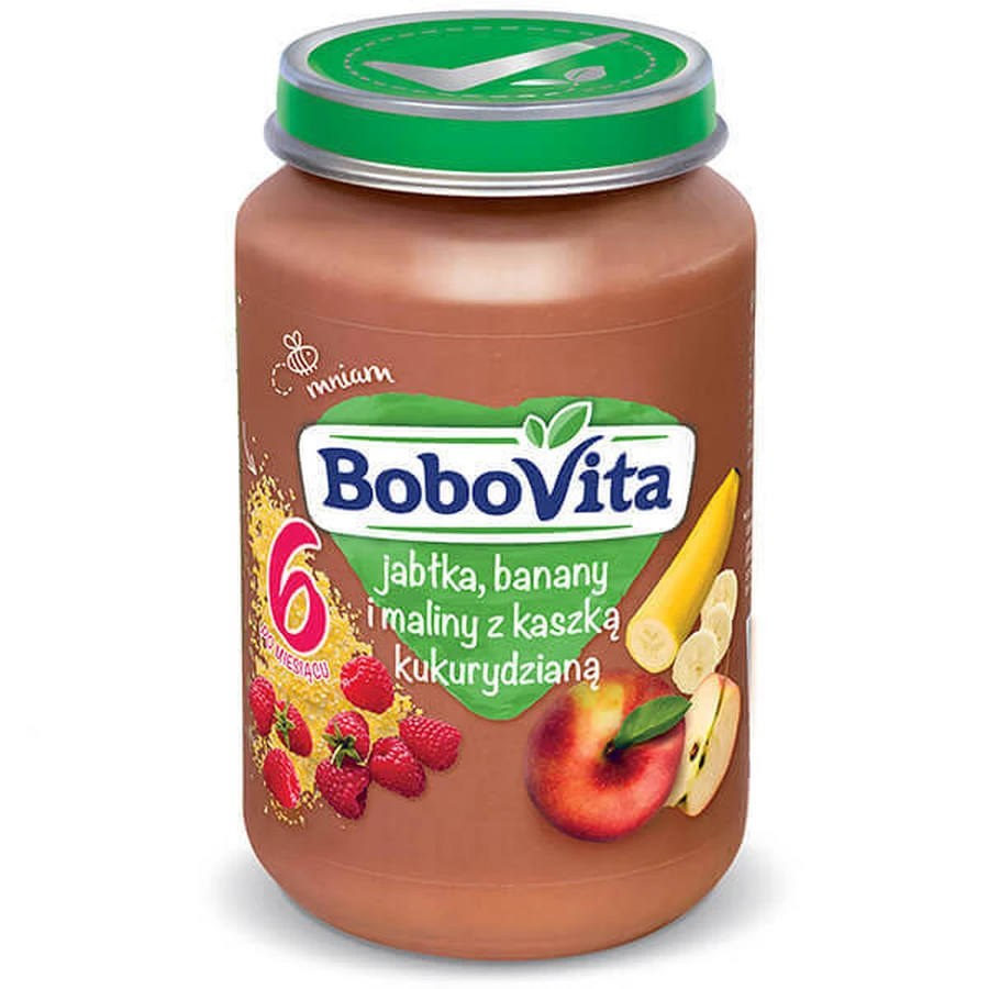 BoboVita Десерт, яблоки, бананы и малина с кукурузной кашей, после 6 месяцев, 190 г КОРОТКИЙ ДЕНЬ: цены и характеристики