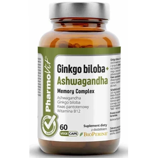 Комплекс для пам'яті Гінкго білоба + Ашвагандха 60 капсул PharmoVit Clean Label