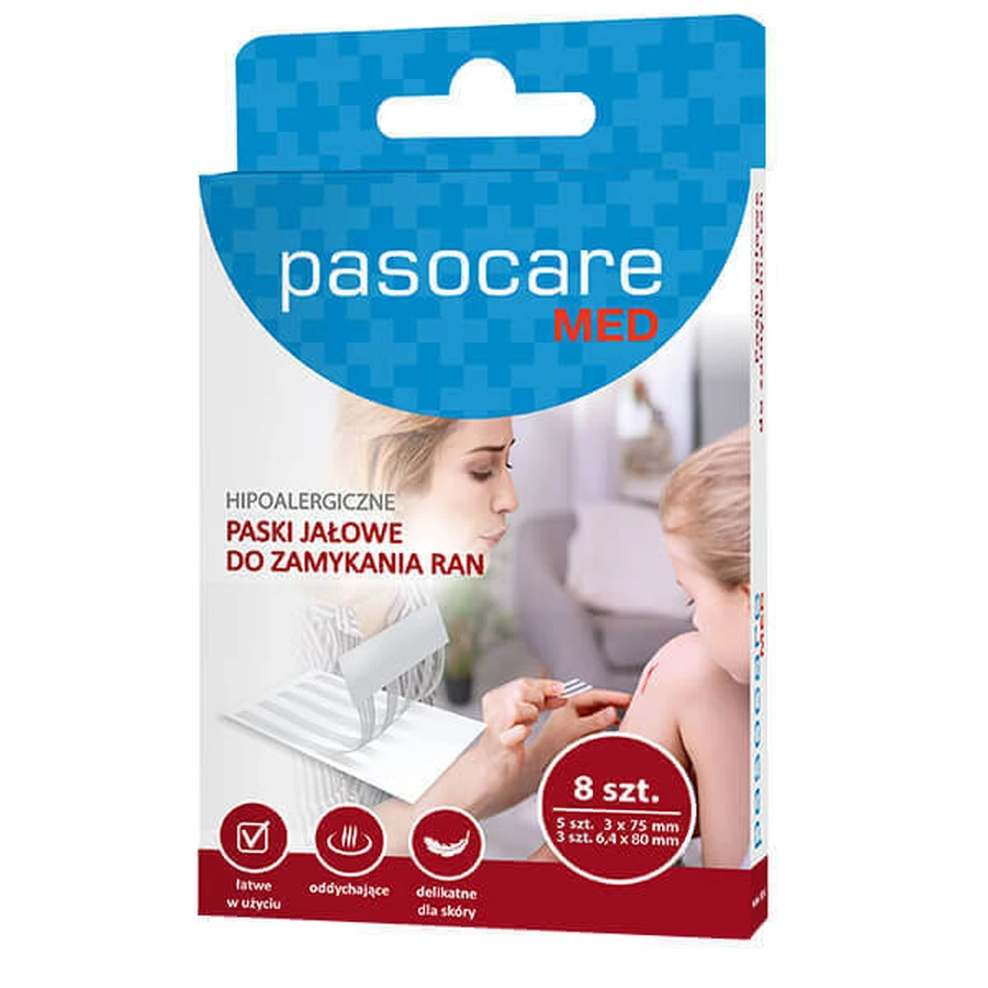 Pasocare Med, іонні смужки для закриття ран, 5+3 шт.: ціни та характеристики