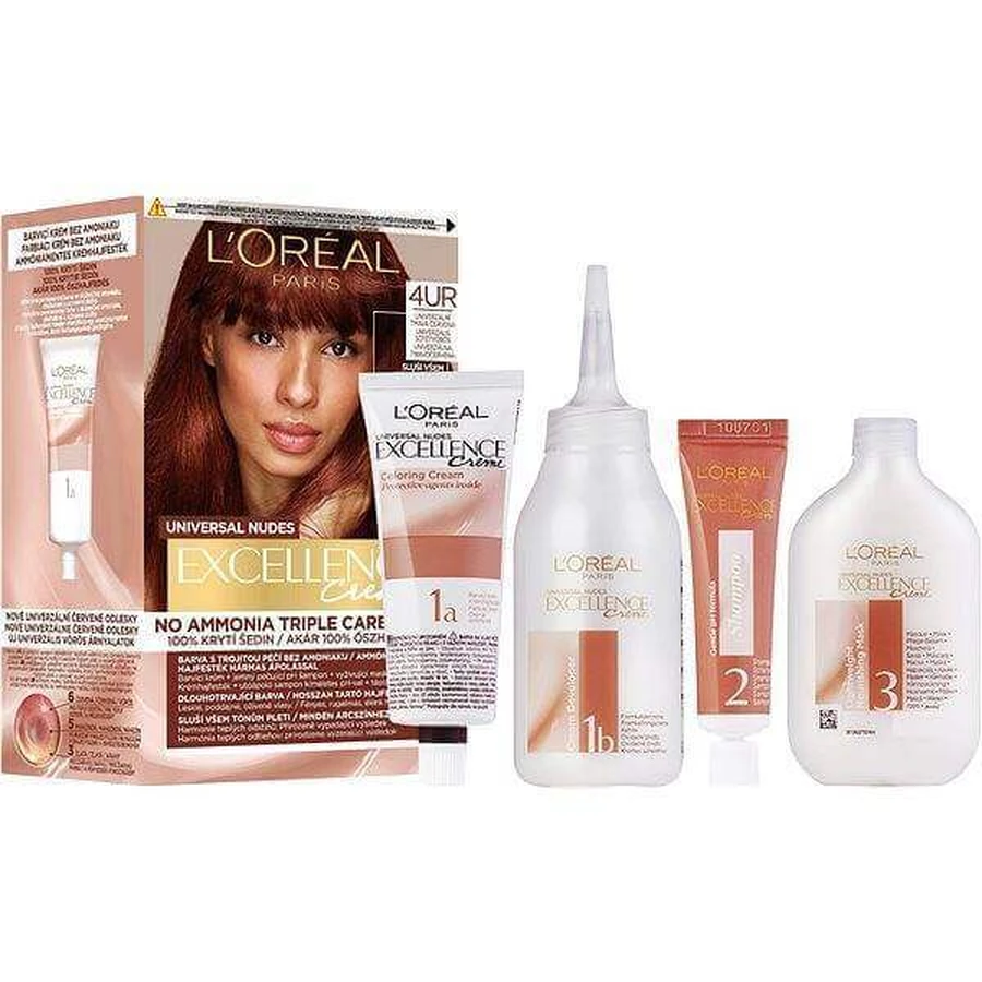 L'Oréal Paris Excellence Nudes Copper 4UR Універсальна темно-червона 1×1 шт, стійка фарба для волосся: ціни та характеристики