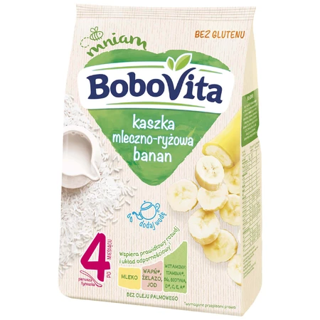BoboVita Молочно-рисова каша, банан, без глютену, з 6 місяців, 230 г: ціни та характеристики