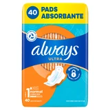 Always Ultra, гігієнічні серветки з крильцями, розмір 1, Normal, 40 шт.