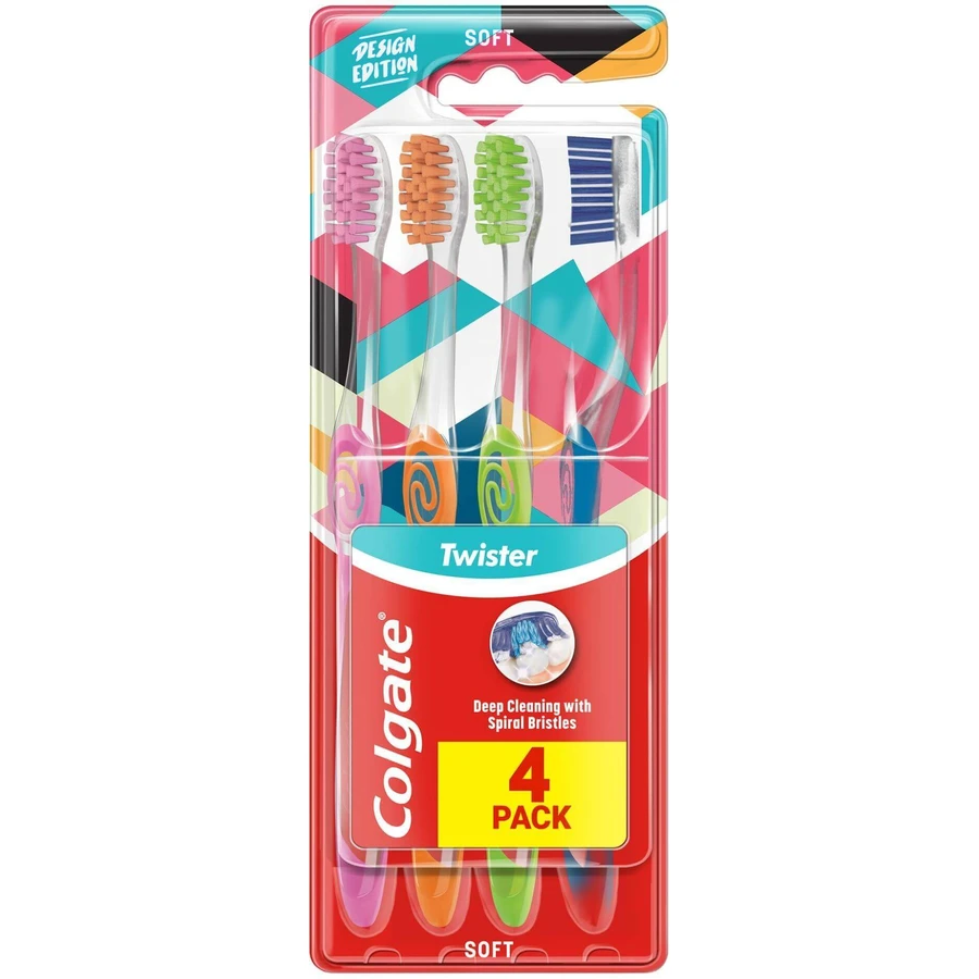 М'яка зубна щітка Colgate Twister Design Edition 4 шт.: ціни та характеристики