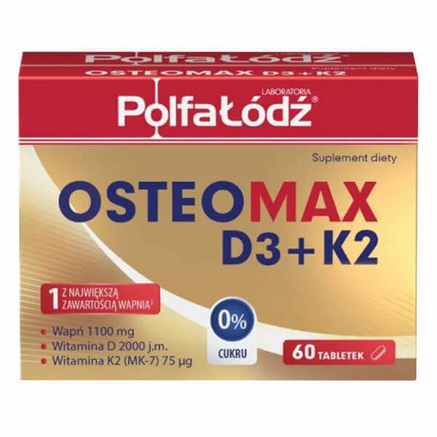 Laboratoria Polfaód Osteomax D3 + K2, 60 таблеток: цены и характеристики