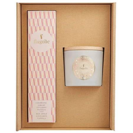 Набір Flagolie Home Fragrance Vitami, парфуми для дому Hygge, червоне яблуко, кориця, ваніль, 100 мл + соєвий вінок, яблучний пиріг, 170 г: ціни та характеристики