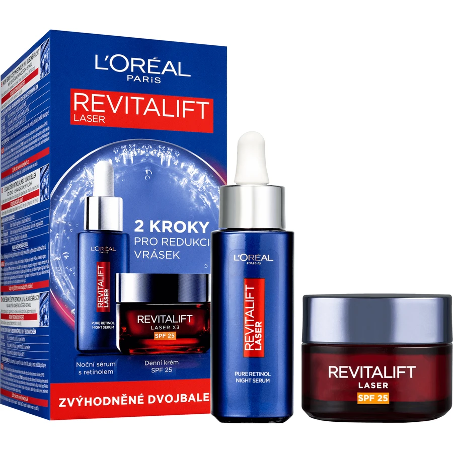 L'Oréal Paris Revitalift Laser noné сыворотка с 0,2% ретинола, 30 мл + Revitalift Laser X3 дневной крем SPF 25, 50 мл: цены и характеристики