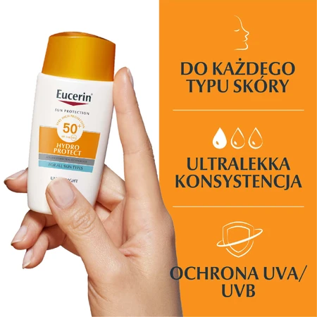 Eucerin Sun Hydro Protect, ультразволожуючий захисний флюїд, SPF 50+, 50 мл: ціни та характеристики