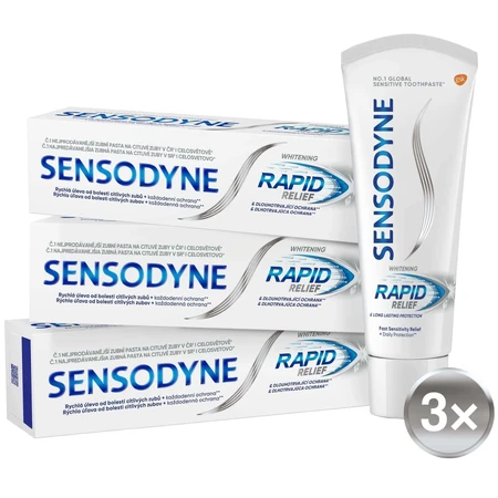 Sensodyne Отбеливающая зубная паста Rapid Relief Rapid Whitening 3 x 75 мл: цены и характеристики