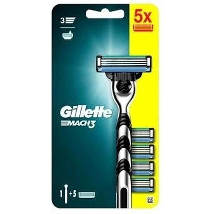 GILLETTE Mach3 SHAVER + 5NH 1×1 набір, бритва + 5 змінних головок: ціни та характеристики