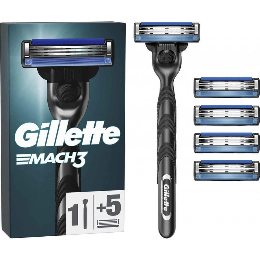 GILLETTE Mach3 SHAVER + 5NH 1×1 набір, бритва + 5 змінних головок: ціни та характеристики