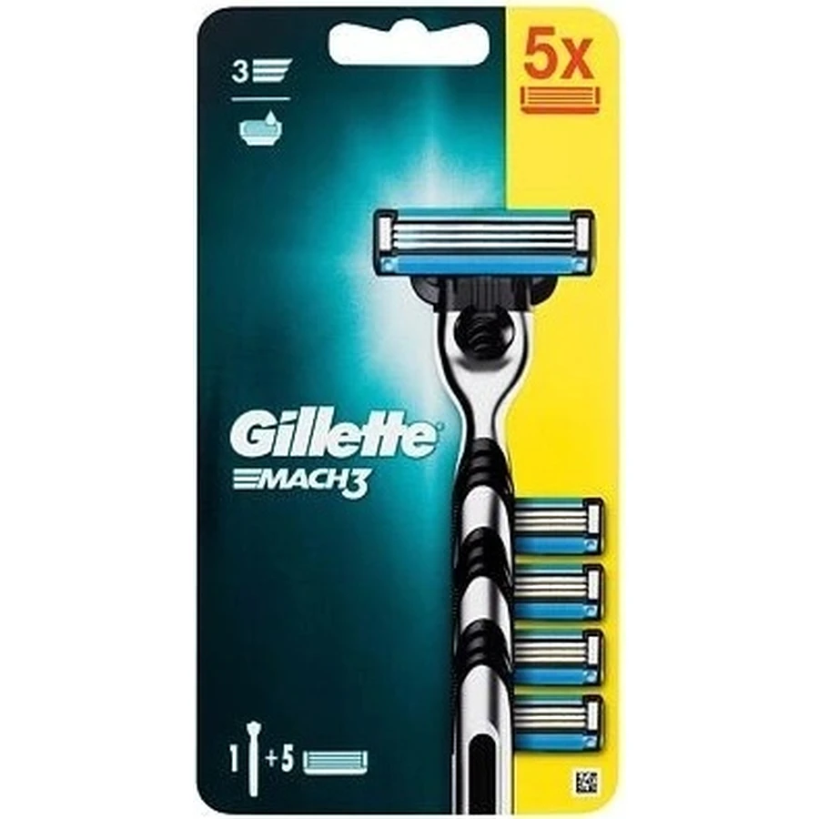 GILLETTE Mach3 SHAVER + 5NH 1×1 набір, бритва + 5 змінних головок: ціни та характеристики