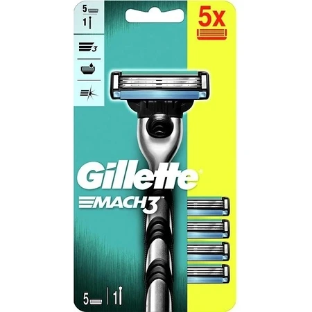 GILLETTE Mach3 SHAVER + 5NH 1×1 набір, бритва + 5 змінних головок: ціни та характеристики