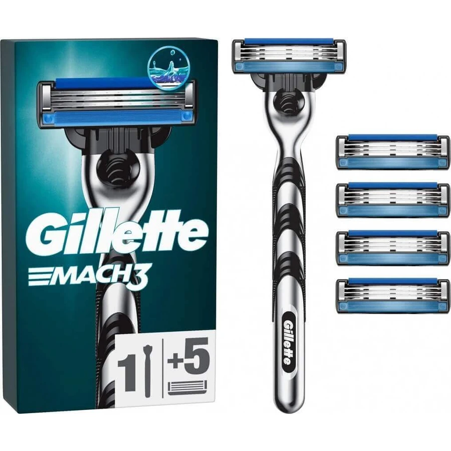 GILLETTE Mach3 SHAVER + 5NH 1×1 набір, бритва + 5 змінних головок: ціни та характеристики