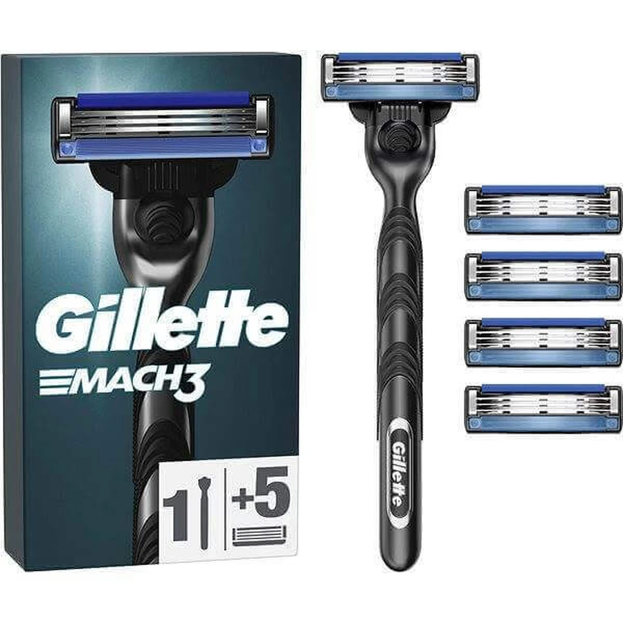GILLETTE Mach3 SHAVER + 5NH 1×1 набір, бритва + 5 змінних головок: ціни та характеристики