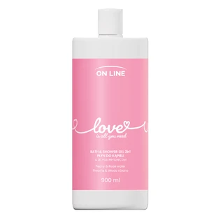 On Line Love, лосьон для ванны и душа 2в1, пион и розовая вода, 900 мл