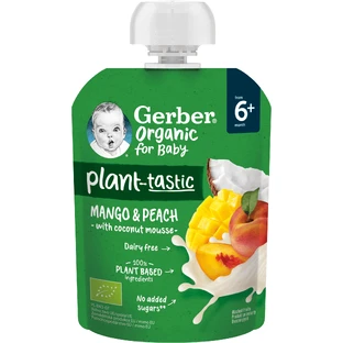 Gerber Сумка манго и персик с кокосовым молоком BIO 80 г