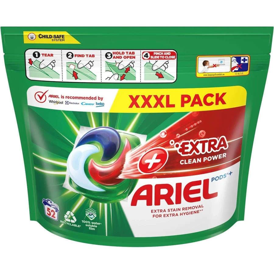 Ariel + капсулы Extra Clean 52 шт: цены и характеристики