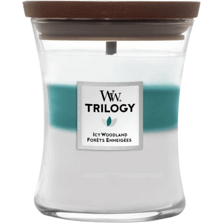 Ароматическая свеча WoodWick Trilogy средняя, Icy woodland 275 г: цены и характеристики
