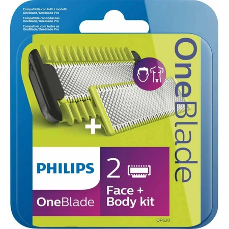 Philips OneBlade QP624/50 Змінні леза 360 для обличчя та тіла + гребінець для тіла та насадка для інтимних місць 1×1 шт, змінні леза: ціни та характеристики