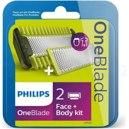 Philips OneBlade QP624/50 Змінні леза 360 для обличчя та тіла + гребінець для тіла та насадка для інтимних місць 1×1 шт, змінні леза: ціни та характеристики