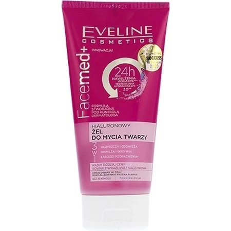 EVELINE FACEMED+ HYALURONIC FACE WASH GEL 1×150 мл, гель для вмивання обличчя: ціни та характеристики