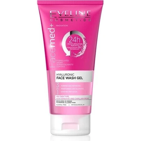 EVELINE FACEMED+ HYALURONIC FACE WASH GEL 1×150 мл, гель для вмивання обличчя: ціни та характеристики
