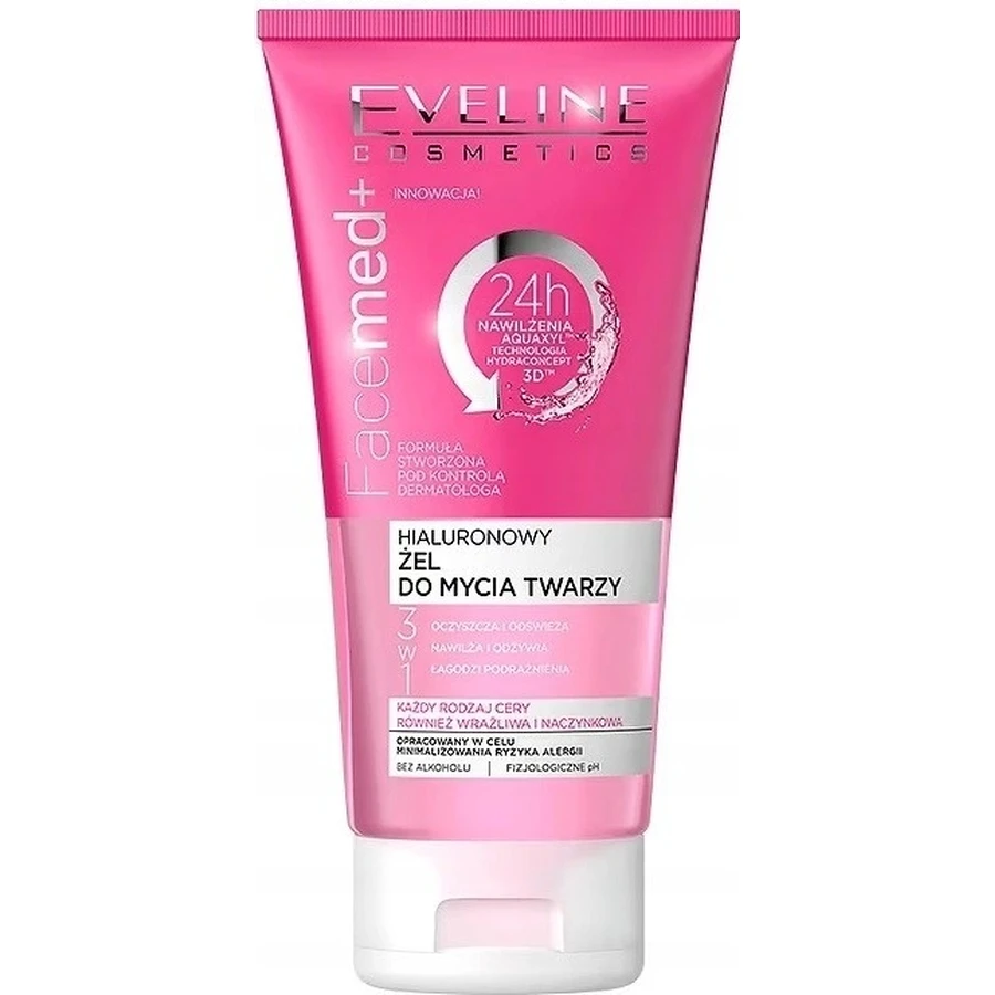 EVELINE FACEMED+ HYALURONIC FACE WASH GEL 1×150 мл, гель для вмивання обличчя: ціни та характеристики