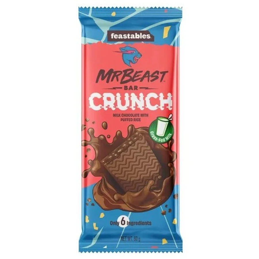 Шоколад Mr Beast Feastables Cunch молочный с кусочками воздушного риса, 60 г: цены и характеристики