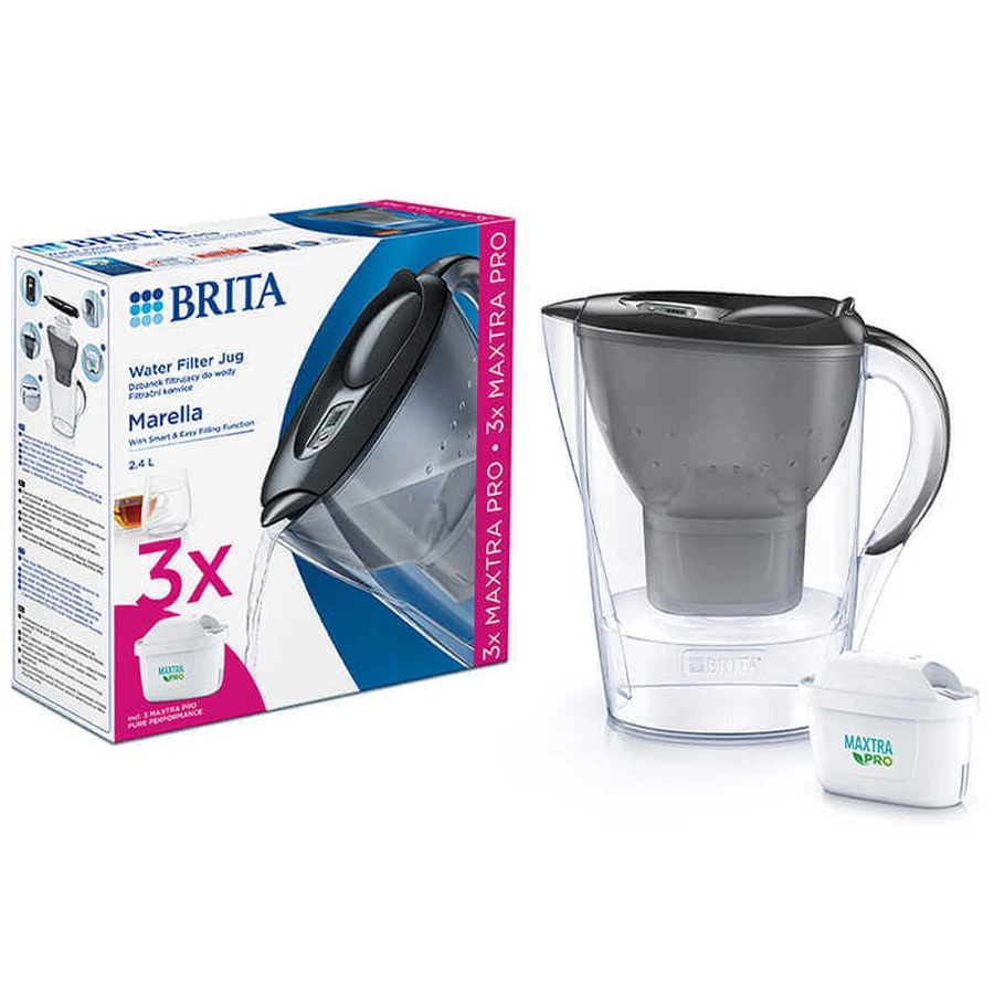 Brita Marella, фильтр-кувшин 2,4 л, графит + фильтр Maxtra Pro Pure Performance, 3 шт.: цены и характеристики