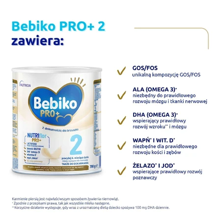 Bebiko Pro+ 2 Nutriflor Pro+, молочна суміш, після 6 місяців, 700 г: ціни та характеристики