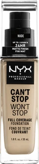 NYX Professional Makeup Can't Stop Won't Stop 24-годинний тональний крем з високим ступенем покриття - 6.5 Nude 30 мл